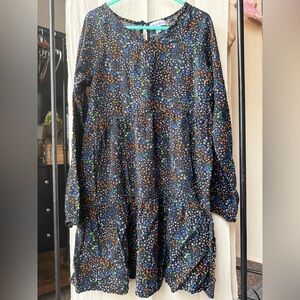 love, Fire Black Floral Print Dress with Multicolor Blooms